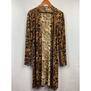 Susan Lucci Animal Print Womens Cardigan With Tie Waist M